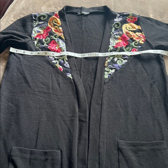 MILAN KISS Black and Pink Floral Open Cardigan Woman XL - Picture 14 of 14